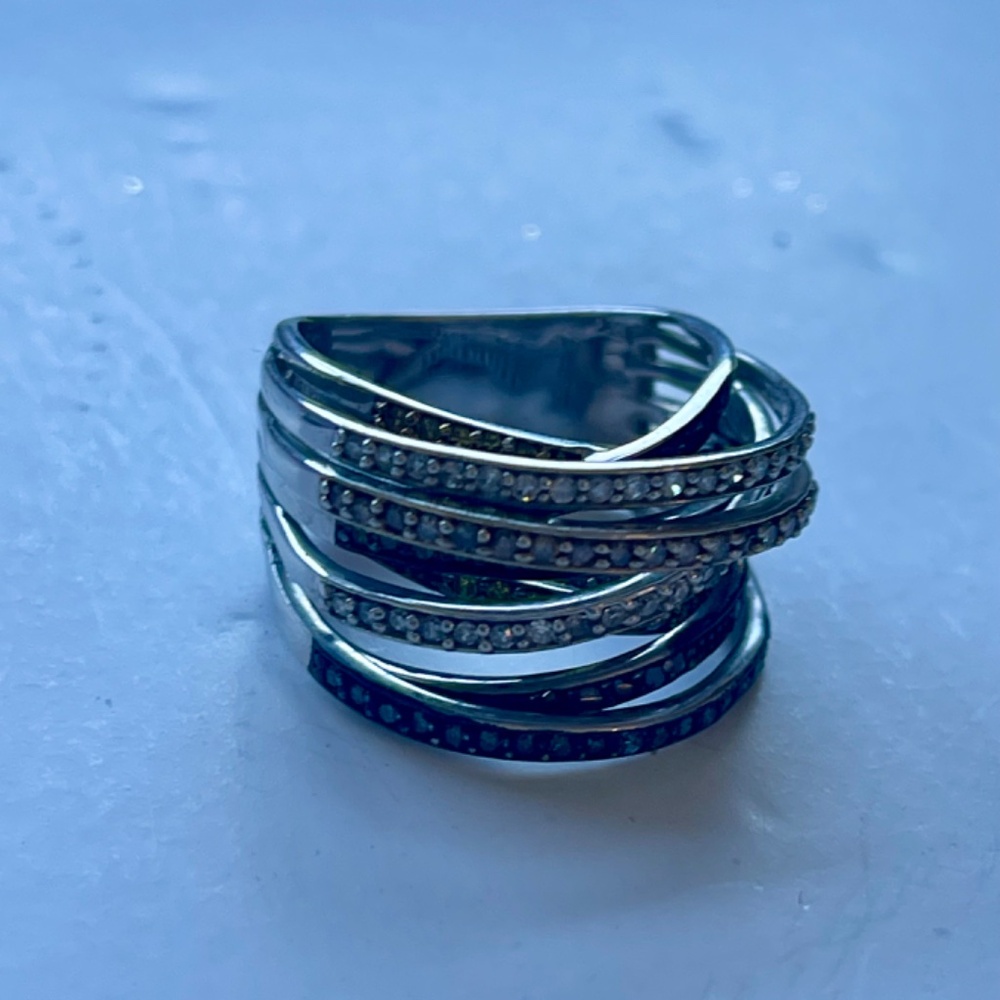 Crossover Multicolored Diamond Ring - image 1